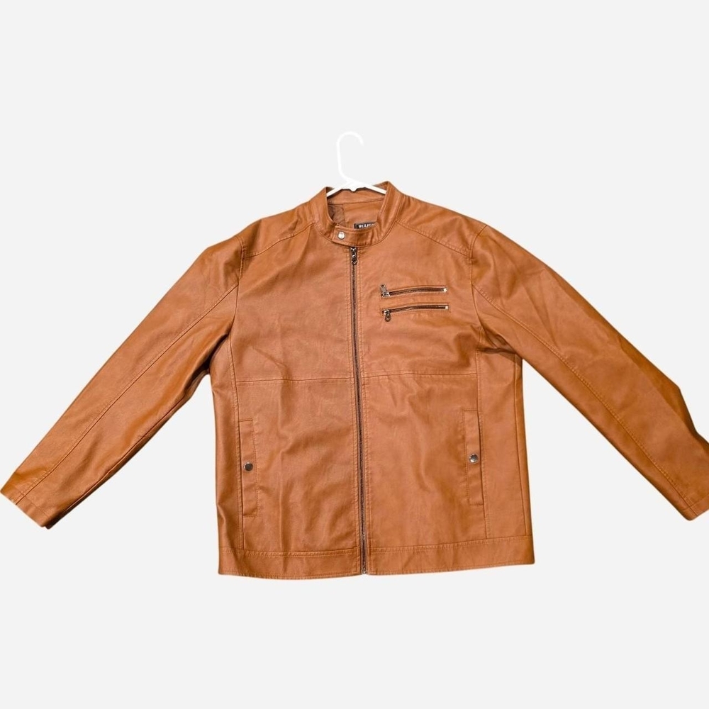 Men's Tan Faux Leather Jacket